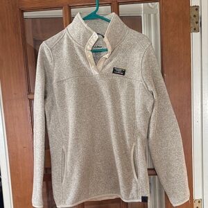 L.L. Bean Light Gray Quarter-Zip Pullover
